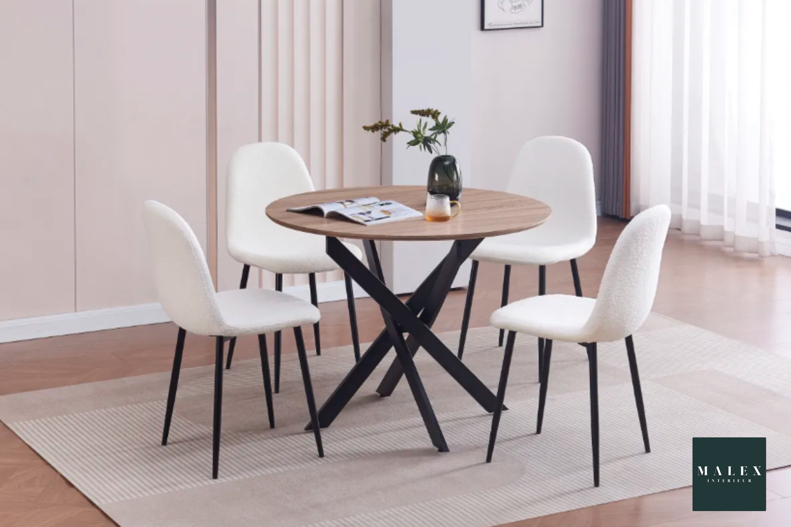 Ensemble Jessica ronde + Chaises Scandinave