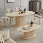 Ensemble Table à manger + Table basse Travertin